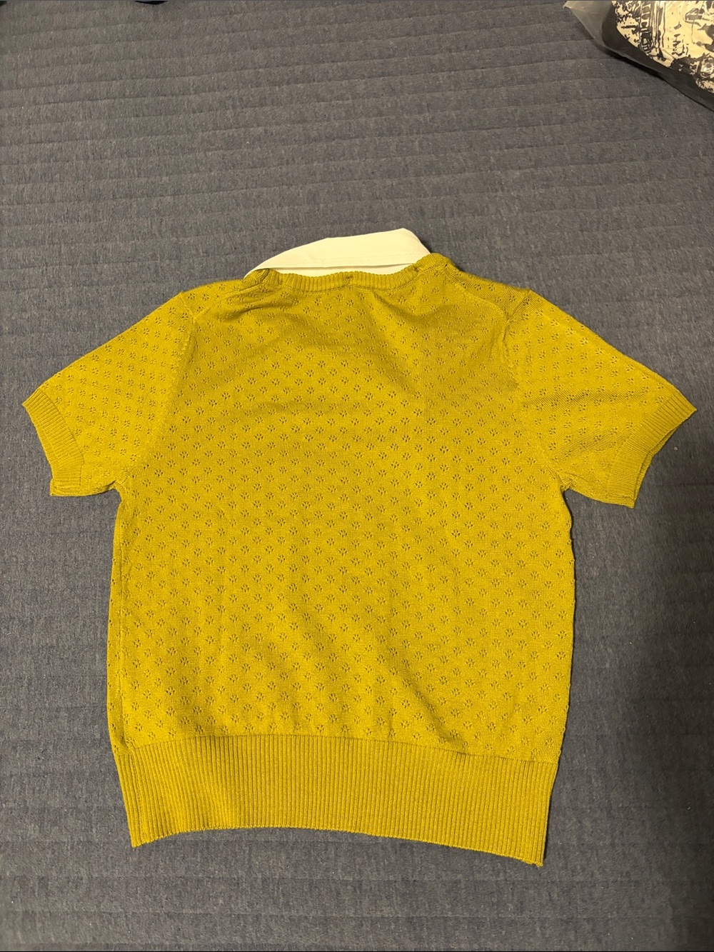 Lux Knit Polo Top with removable White Collar - Picture 3 of 4